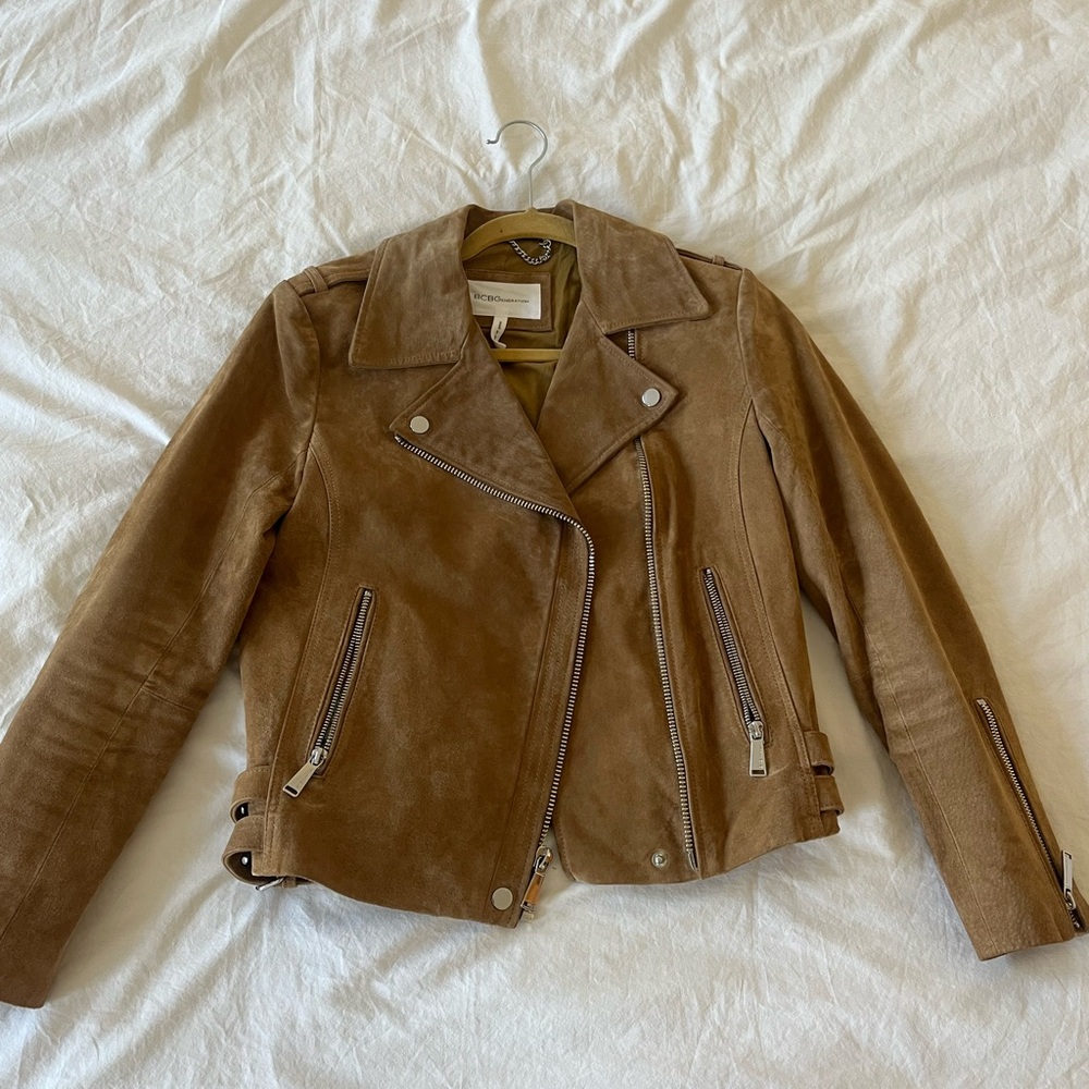 BCBGeneration vintage size small light brown suede moto jacket